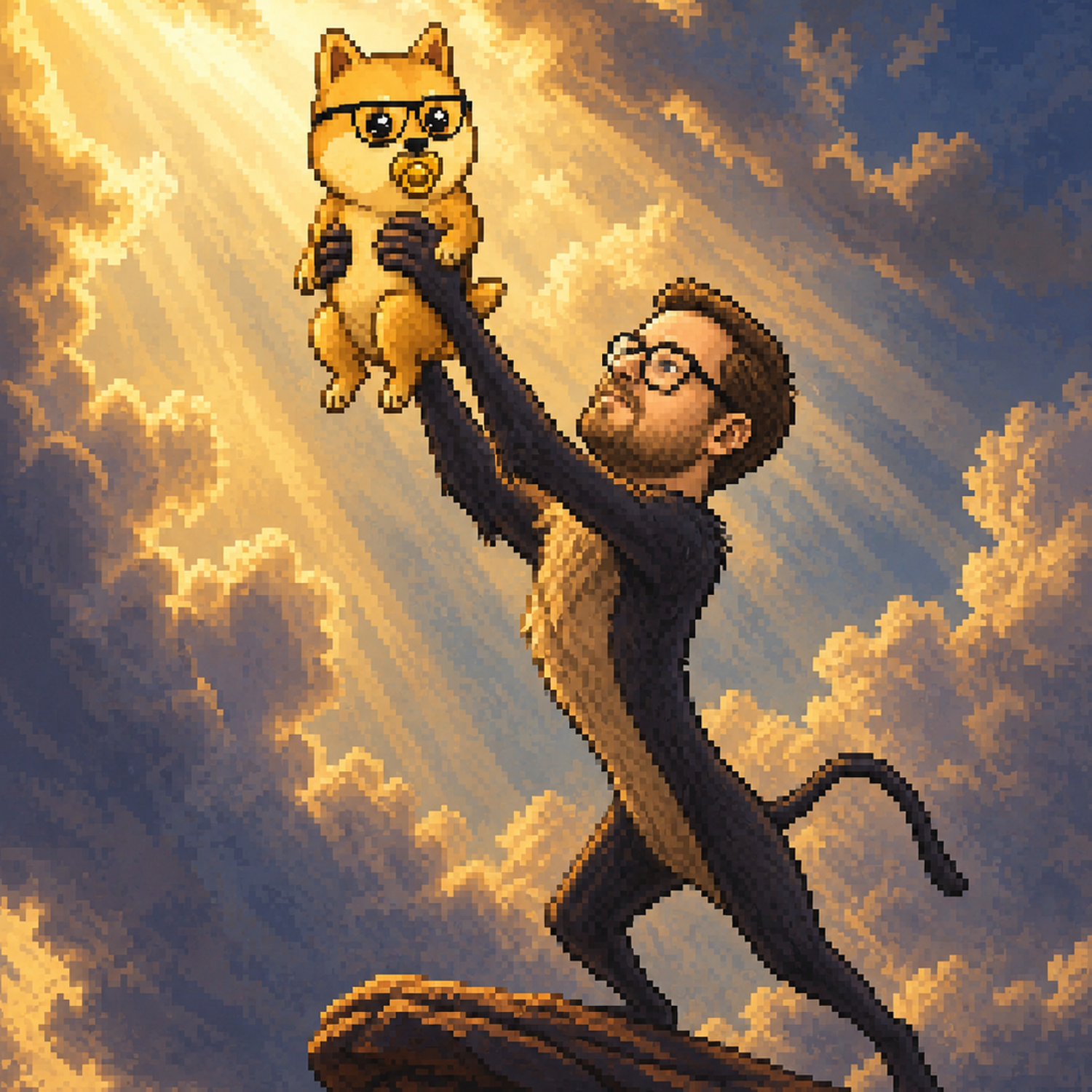 Baby Billy lifted up to the sky like the lion king
